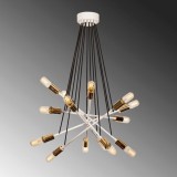 Lustra tip pendul Galligan, 14 lumini, metal, alb/negru/auriu, 52 x 60-93 cm