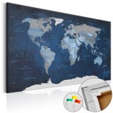 Cumpara ieftin Tablou din plută - Dark Blue World [Cork Map] 120x80 cm
