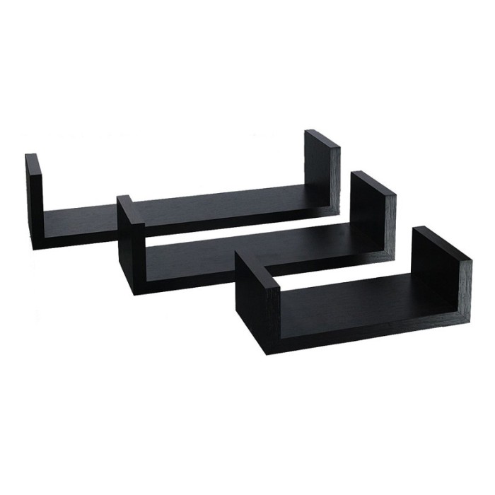 Set rafturi din lemn, 3 piese, Negru Set rafturi din lemn, 3 piese, Negru