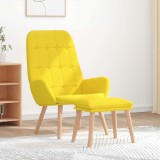 Cumpara ieftin Scaun de relaxare cu taburet din material galben deschis