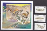 Somalia 2000 fauna crocodili MI 839-841 + bl. 70 MNH, Nestampilat