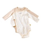 Set 2 body-uri cu maneca lunga bebe unisex -100% bumbac organic - Ecru cu buline, BabyCosy (Marime: 6-9 luni)