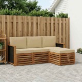 vidaXL Set de canapele de exterior cu pernă 4 pcs Natural și Bej 3384194