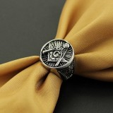 Inel Masonic Otel Inoxidabil Argintiu Echer si Compas MM631