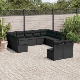 Cumpara ieftin Set canapele de grădină cu perne, 11 piese, negru, poliratan