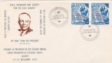 1959 Exil Romania, FDC pereche dt. Eisenhower, supratipar bilingv, Emisiunea 20