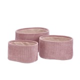 Cumpara ieftin Set 3 cosuri depozitare textil roz 26 x 20,5 x 15,5 cm, 30 x 22,5 x 17,5 cm, 33 x 25 x 18,5 cm