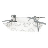 Cumpara ieftin Cos paine bumbac alb gri Catelus 35x35x8 cm