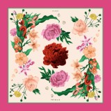 Cumpara ieftin Batic Secret Garden Mătase Naturală Roz 90x90 cm - Accesorii Dama, Fabricat &icirc;n Italia, Design Floral Vintage