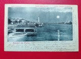 Salutari din Sulina Vedere partiala a portului trucaj noapte, Circulata, Printata