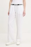 Superdry pantaloni din in culoarea bej, lat, high waist, W7011182A-04C
