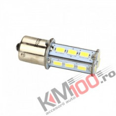 Bec LED BA15S 18 SMD 5730 12V ALB COD: PT19 foto