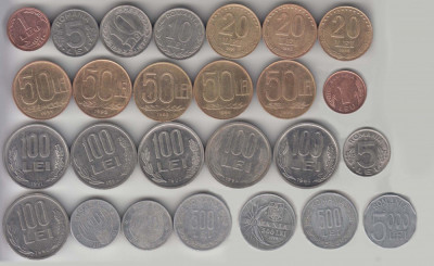 ROMANIA - LOT 26 monede REPUBLICA : 1 leu 1992 - 5000 lei 2002, L14.13 foto