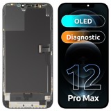 Display cu Touchscreen MP compatibil cu Apple iPhone 12 Pro Max, cu Rama, Versiune OLED Diagnostic, Negru