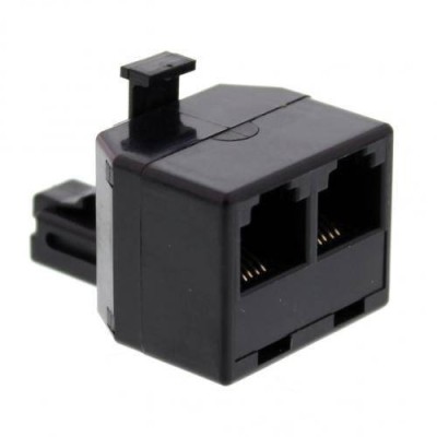 Adaptor 1x RJ11 6P4C tata - 2x RJ11 6P4C mama negru Well foto