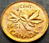 Moneda istorica 1 CENT - CANADA, anul 1951 * cod 298 = A.UNC LUCIU + PATINA, America de Nord
