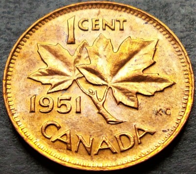 Moneda istorica 1 CENT - CANADA, anul 1951 * cod 298 = A.UNC LUCIU + PATINA foto