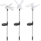 Set 3 Lampi Solare LED tip pasare-fluture-libelula, Inaltime 43 cm, Multicolor