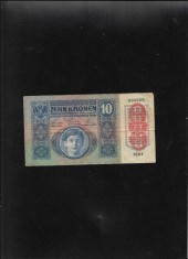 Austria Austro Ungaria 10 kronen korona 1913 (1919) supratipar Deutschosterreich seria290525