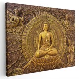 Tablou canvas ornament Buddha, Indonesia, auriu 1316 Tablou canvas pe panza CU RAMA 70x100 cm