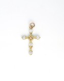 Pandantiv cruce din aur galben de 14k, decorat cu zirconii strălucitoare