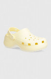 Crocs papuci Classic Platform Clog femei, culoarea galben, cu platforma, 206750