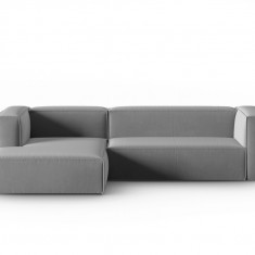 Coltar stanga 4 locuri, Mackay, Cosmopolitan Design, 282x166x73 cm, catifea, gri deschis