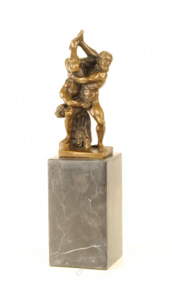 Hercule si Diomede- statueta din bronz pe un soclu din marmura UP-66 foto