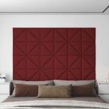 vidaXL Panouri de perete, 12 buc., roșu vin, 30x30 cm, textil, 0,54 m&sup2;