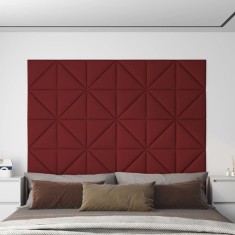 vidaXL Panouri de perete, 12 buc., roșu vin, 30x30 cm, textil, 0,54 m&sup2; 343932