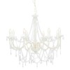 VidaXL Candelabru cu mărgele, alb, 8 becuri E14