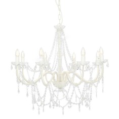 vidaXL Candelabru cu mărgele, alb, 8 becuri E14 281604