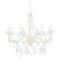 vidaXL Candelabru cu mărgele, alb, 8 becuri E14