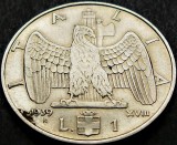 Cumpara ieftin Moneda istorica 1 LIRA - ITALIA FASCISTA, anul 1939 *cod 1569 B, Europa