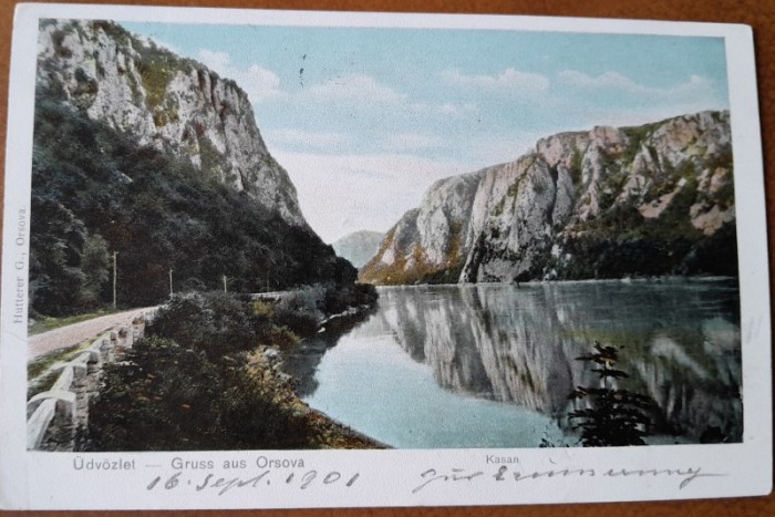 Carte postala, Orsova, Cazane, 1901