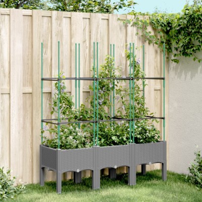 vidaXL Jardinieră de grădină cu spalier gri deschis 120x40x142,5 cm PP 367957 foto