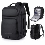 Cumpara ieftin Rucsac Calatorie Extensibil QOVU, 35-45L, Bagaj Mana Avion, Laptop 17", Port USB, Suport Troler, Dimensiuni 47x31x19/24 cm, Poliester Hidrofug