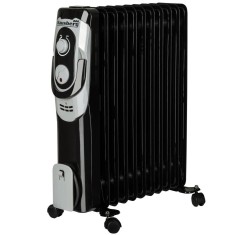 Calorifer electric Hausberg HB-8920NG, 2500 W, 11 elementi, 3 nivele de putere, termostat reglabil, Negru foto