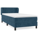 Cumpara ieftin Pat box spring cu saltea, albastru inchis, 100x200 cm, catifea