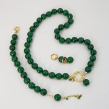 Cumpara ieftin Set Bijuterii Argint 925 Placat Aur, Agat Verde Smarald, Colier, Bratara, Cercei, Made in Italy, Cutie Cadou