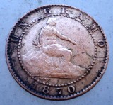 1.521 SPANIA 1 UN CENTIMO 1870 OM, Europa, Cupru (arama)