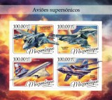 MOZAMBIC 2016 - Avioane supersonice /set complet colita + bloc MNH, Nestampilat