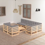 vidaXL Set mobilier de grădină cu perne, 8 piese, lemn masiv de pin 3076699