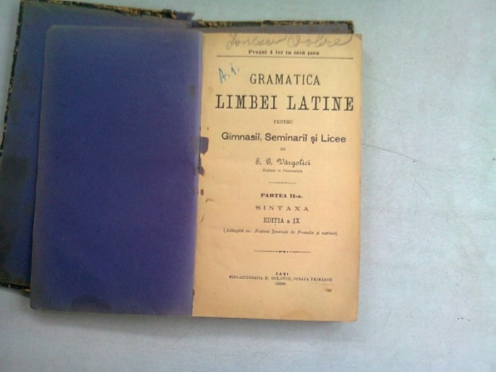 GRAMATICA LIMBEI LATINE - S.G. VARGOLICI PARTEA A II-A