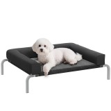 PawHut Pat ridicat pentru c&acirc;ini răcoritor, pat de tabără pentru c&acirc;ini interior exterior portabil, 90 x 65 x 30 cm, negru | Aosom Romania