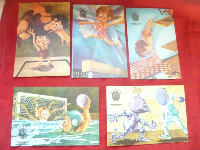 Set 10 Ilustrate Universiada - Bucuresti 1981 - Desene