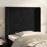 Gossi tablie de pat cu aripioare, negru, 103x16x118/128 cm, catifea