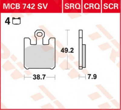 Set placute frana fata TRW MCB742SV - Kawasaki ZX-6RR 600-636 Ninja (03-06) - ZX-10R 1000 Ninja (04-07) (set 4 buc) foto