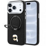Husa MagSafe pentru Apple iPhone 18 Pro / 17 Pro, Karl Lagerfeld, Ring Stand 360 Karl Pin, Neagra