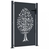 Cumpara ieftin Poarta pentru gradina, antracit, 105x130 cm, otel, design copac